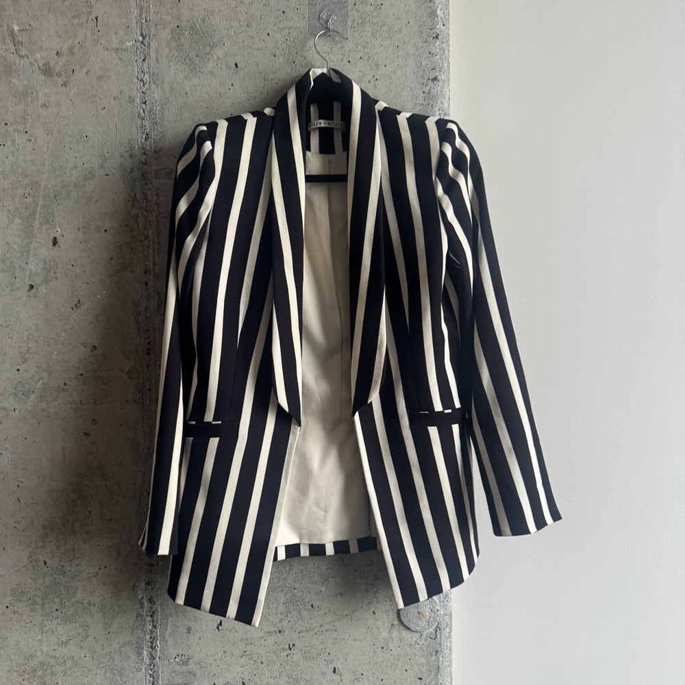 Alice + Olivia Monochrome Striped Jacket